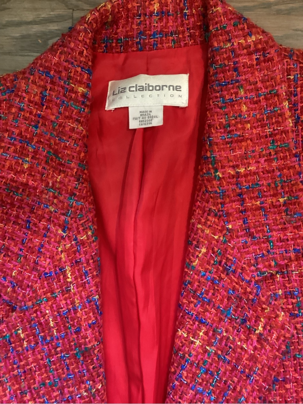 Liz Claiborne Red Tweed Blazer Jacket - Picture 2 of 8